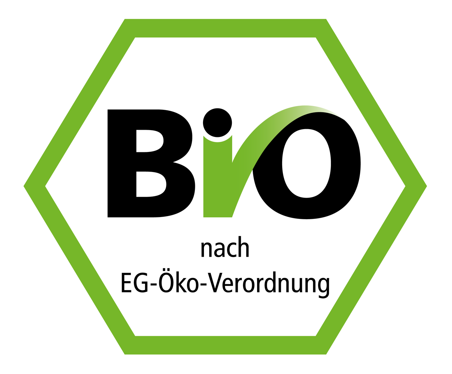 Ein Bild mit dem Bio Siegel nach EG-Öko-Verordnung in den Farben weiß, grün, schwarz